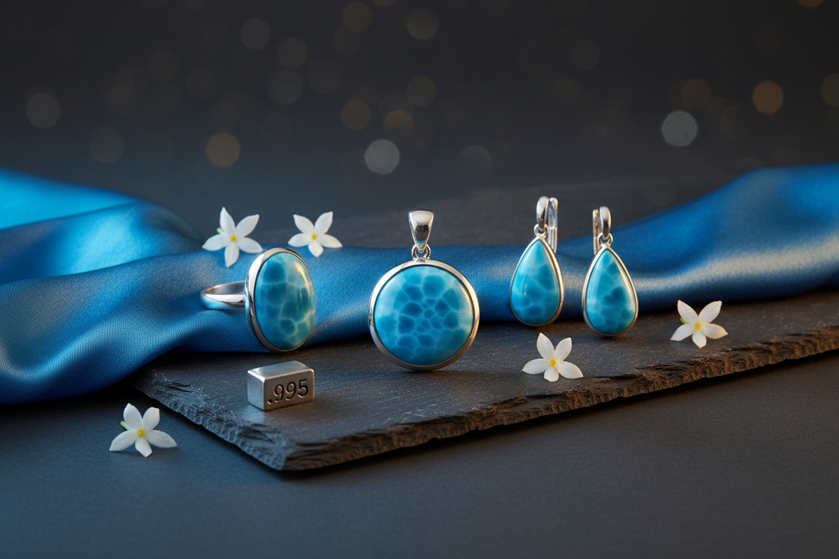 Buying Guide for Sterling Silver Larimar Jewelry: Evaluating Color and Pattern Quality