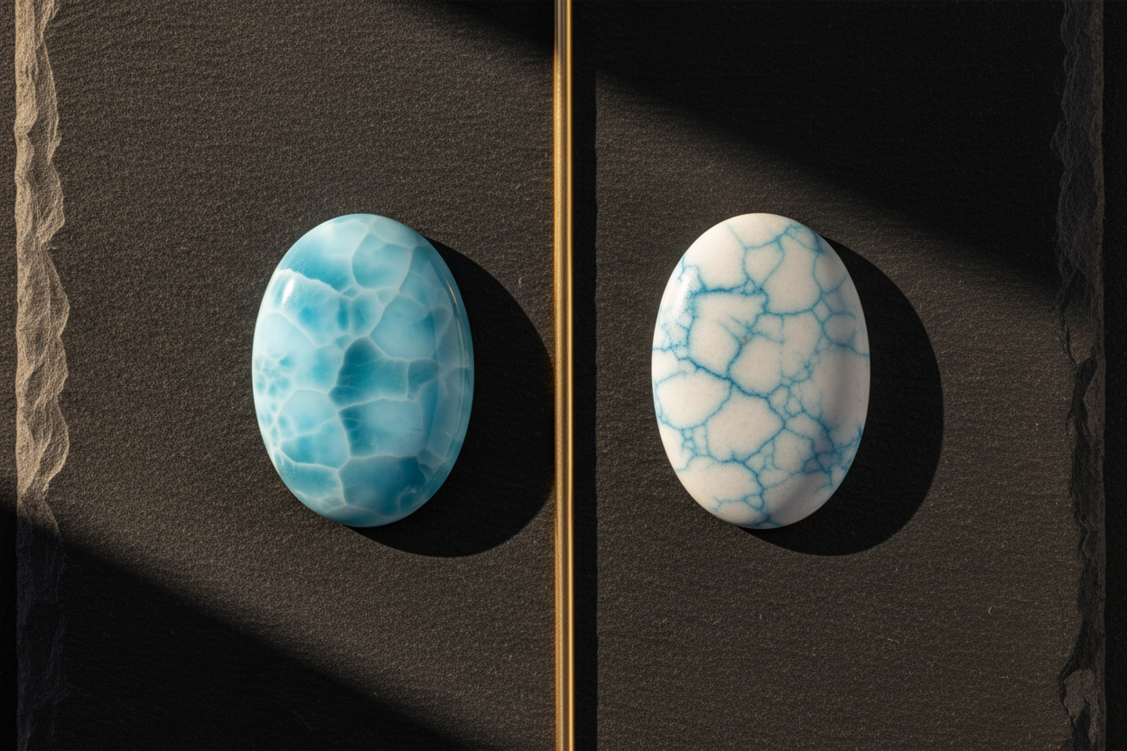 Real vs. Fake Larimar: Spotting Glass, Plastic, and Dyed Calcite Imitations