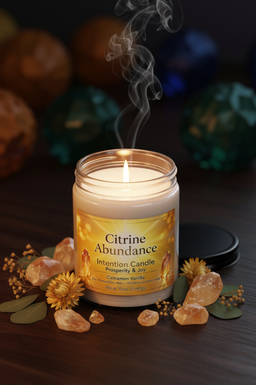 Citrine Abundance Intention Candle – Prosperity & Joy