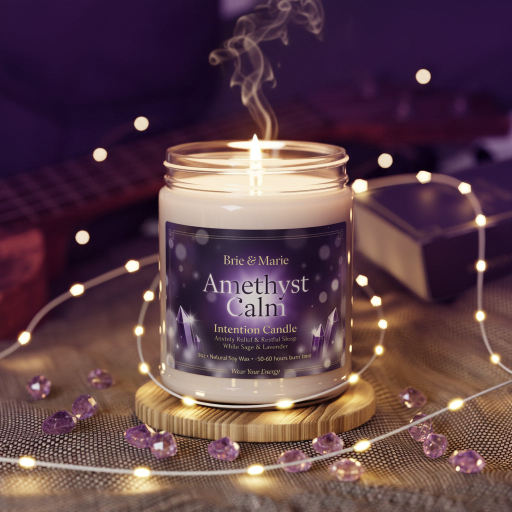 Amethyst Calm Intention Candle – Anxiety Relief & Restful Sleep