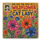 Wildflower Cat Lady Canvas Wall Art – “She Has the Soul of a Wildflower and the Heart of a Cat Lady”