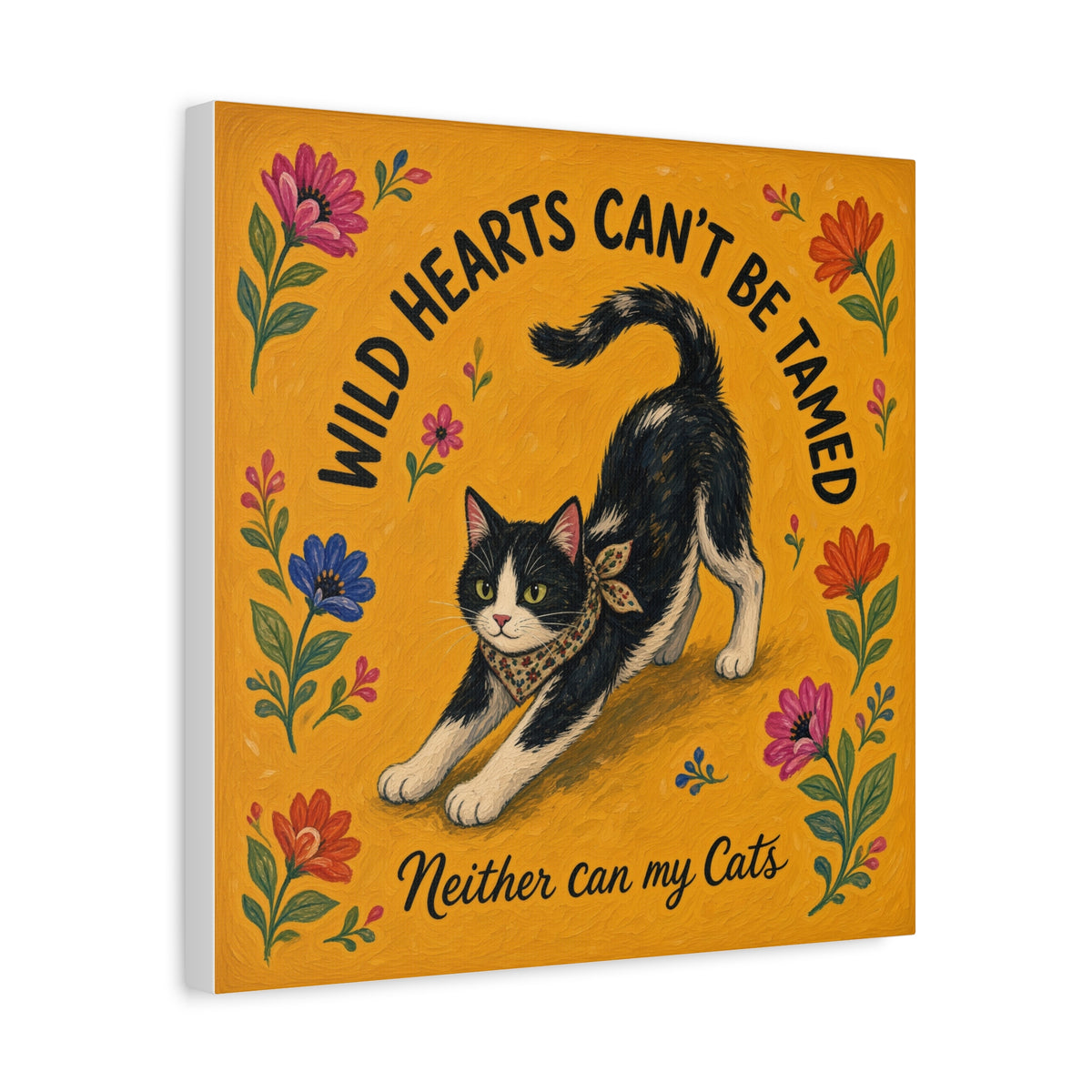 Wild Hearts Can't Be Tamed Cat Canvas Wall Art