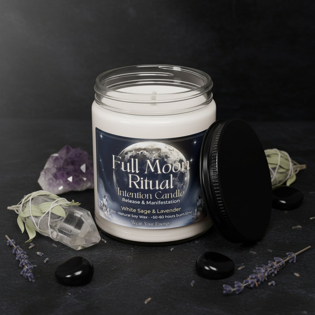 Full Moon Ritual Intention Candle – Release & Manifestation