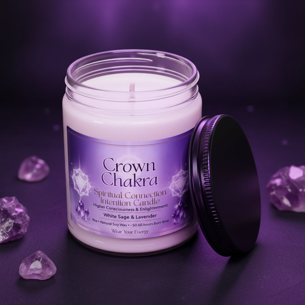Crown Chakra Spiritual Connection Intention Candle – Higher Consciousness & Enlightenment