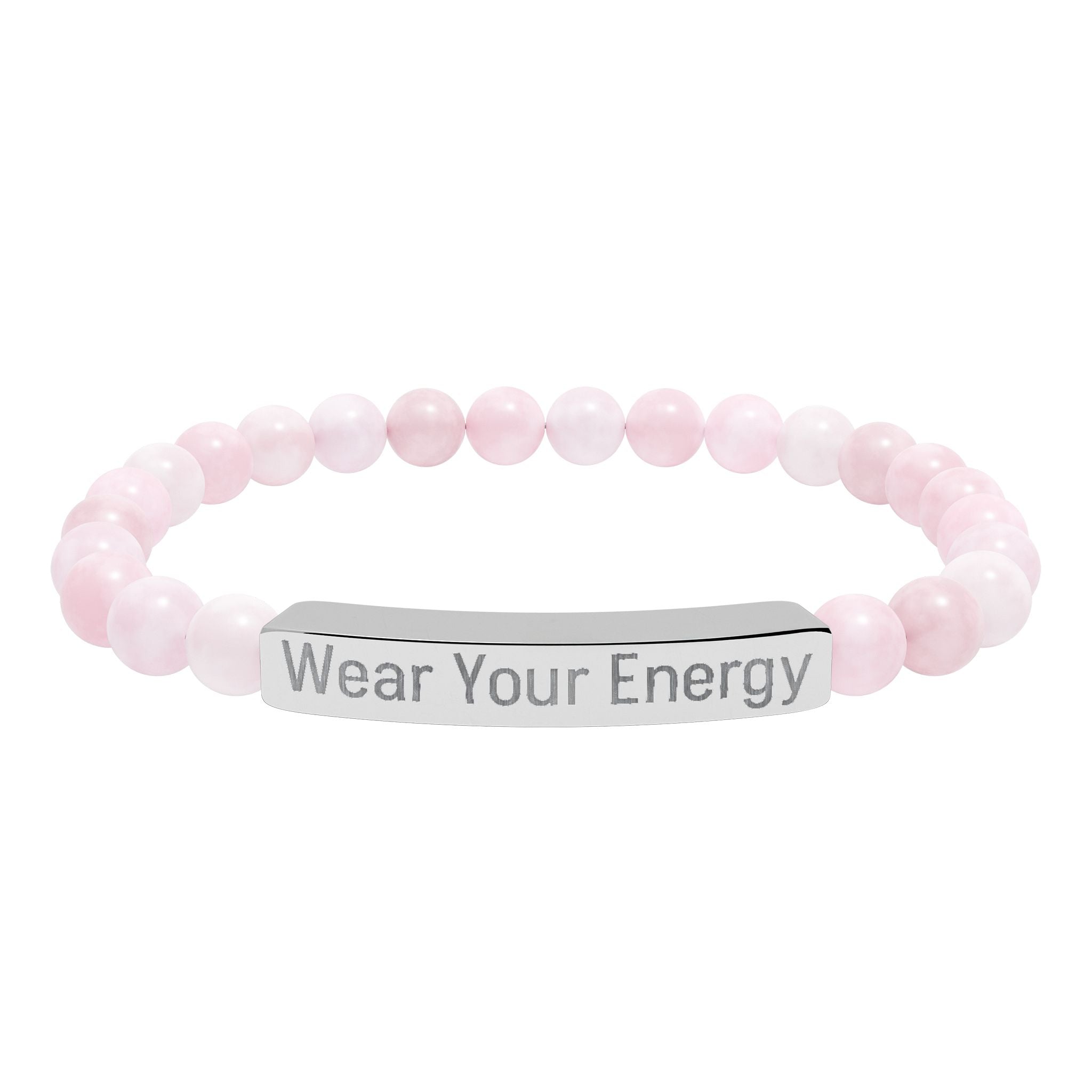 Natural Stone Stretch Bracelet – Engraved "Wear Your Energy" Bar