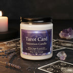 Tarot Card Intention Candle by Brie & Marie - Archetype Work and Spiritual Guidance with White Sage and Lavender scent