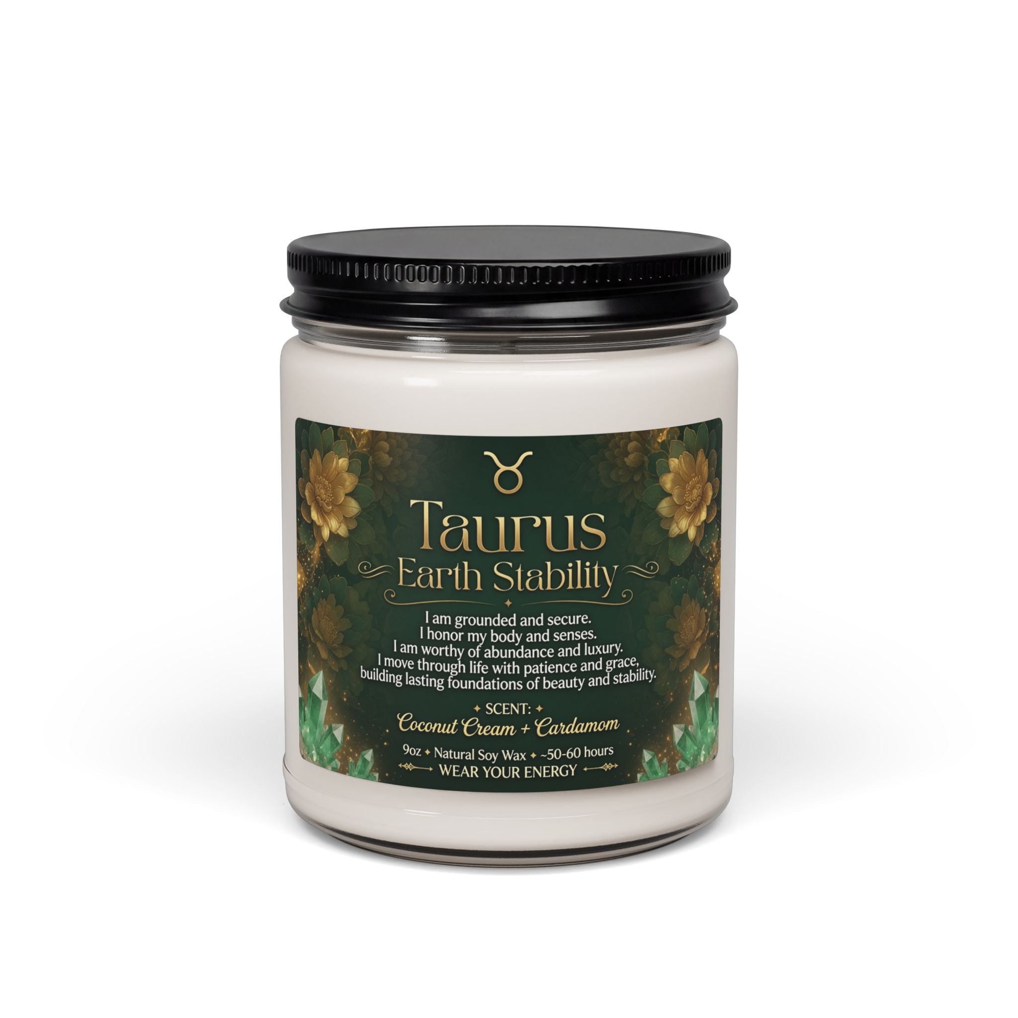 Taurus Intention Candle — Earth, Stability & Abundance Soy Candle (9oz)