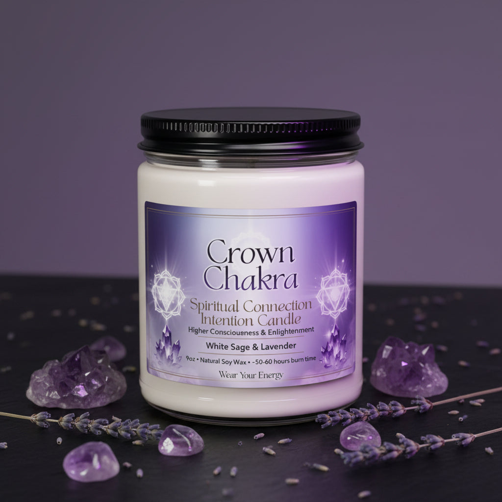 Crown Chakra Spiritual Connection Intention Candle – Higher Consciousness & Enlightenment