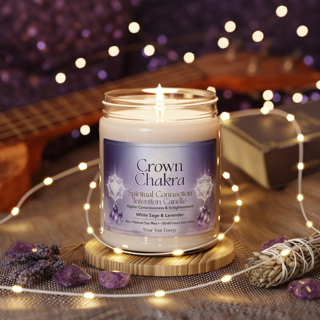 Crown Chakra Spiritual Connection Intention Candle – Higher Consciousness & Enlightenment