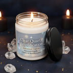 Clear Quartz Amplification Intention Candle by Brie & Marie - Clarity and Manifestation with Clean Cotton scent