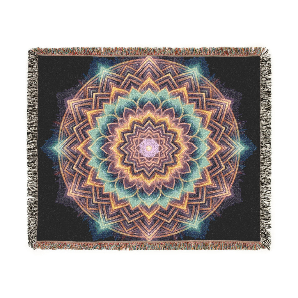 Sacred Lotus Mandala Woven Throw Blanket