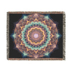 Sacred Lotus Mandala Woven Throw Blanket