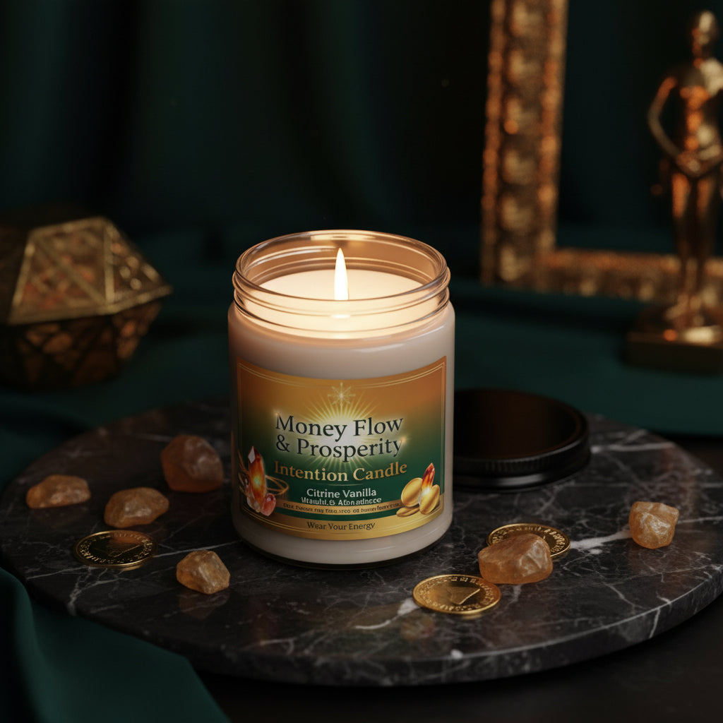 Money Flow & Prosperity Intention Candle – Wealth & Abundance