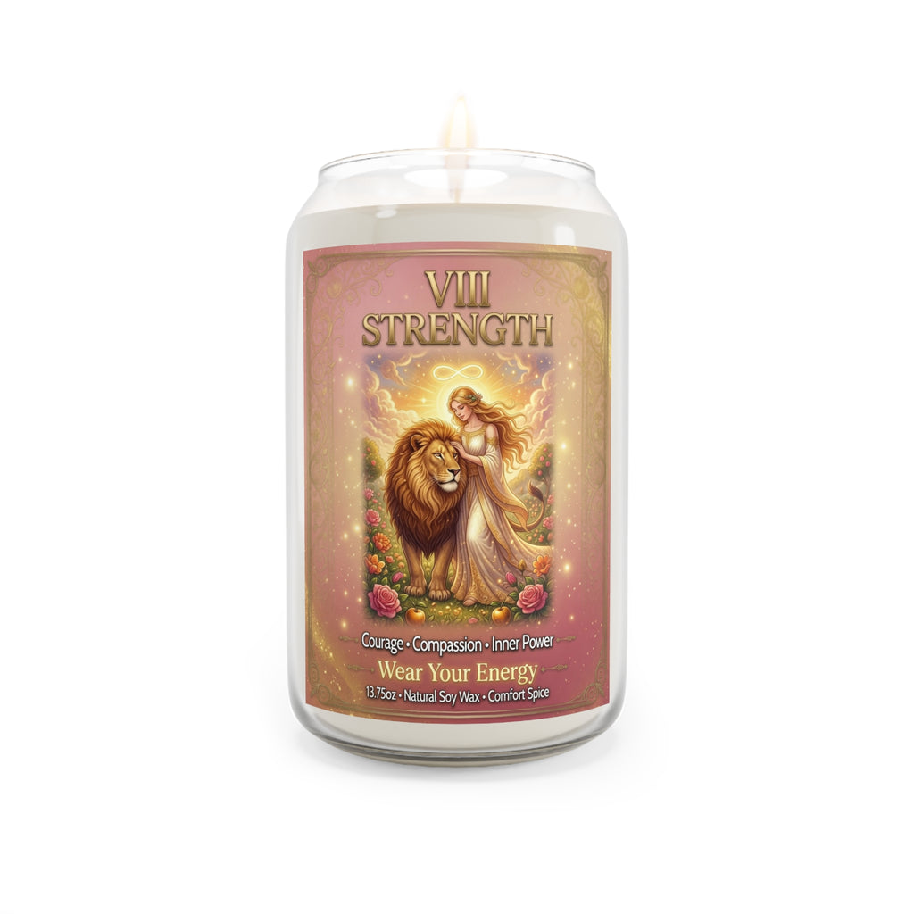Strength Tarot Candle — Courage, Compassion & Inner Power (13.75oz)