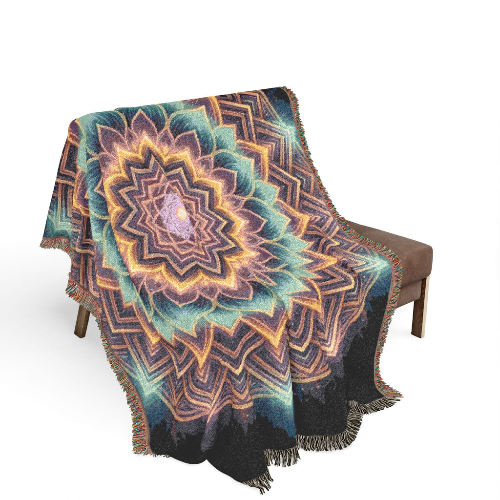 Sacred Lotus Mandala Woven Throw Blanket