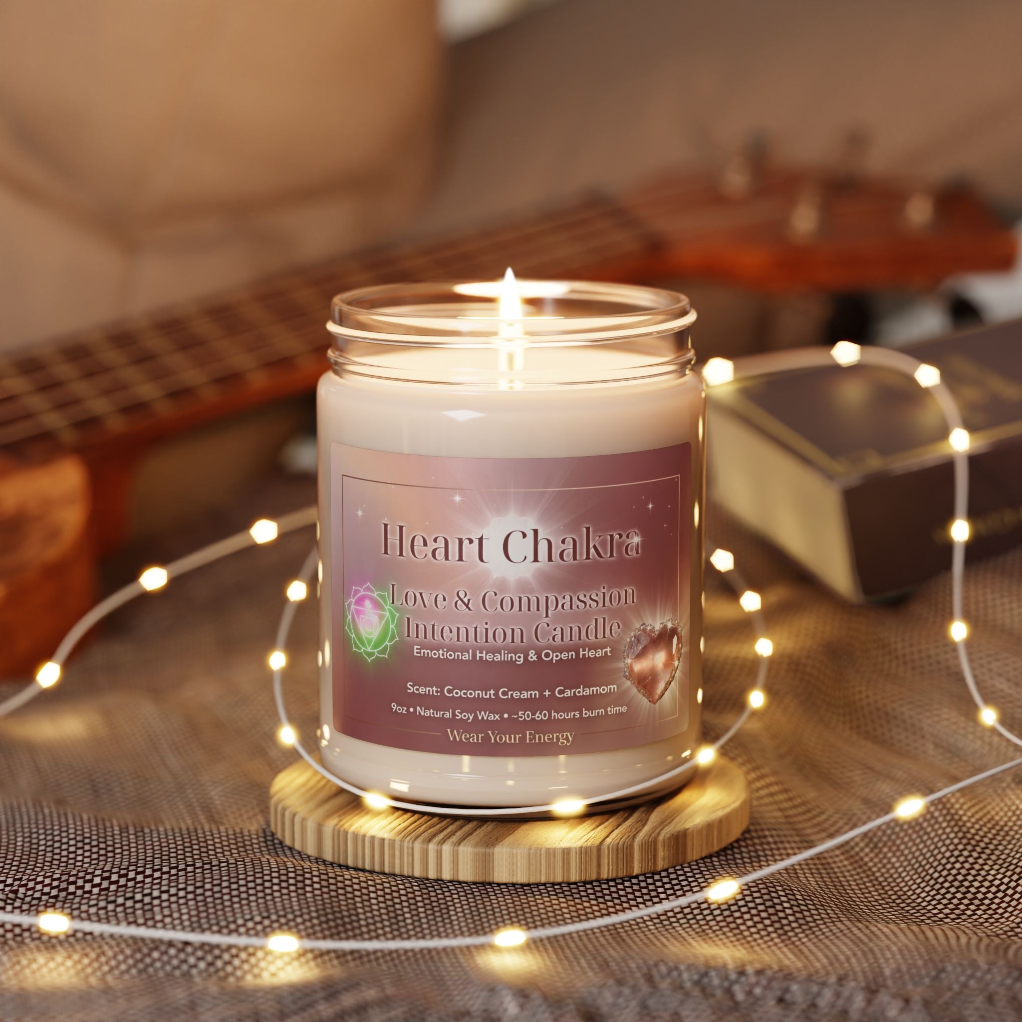 Heart Chakra Love & Compassion Intention Candle – Emotional Healing & Open Heart