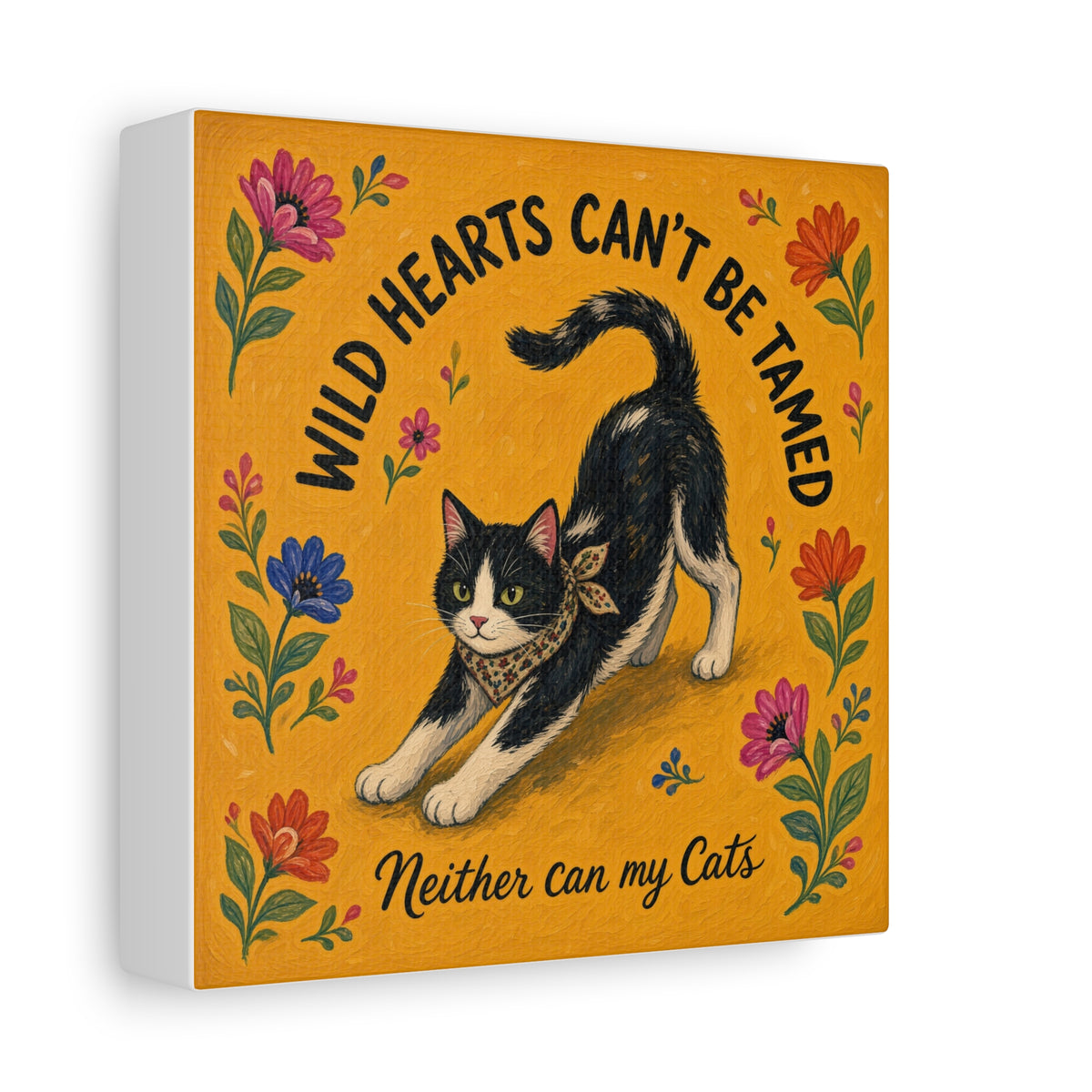 Wild Hearts Can't Be Tamed Cat Canvas Wall Art