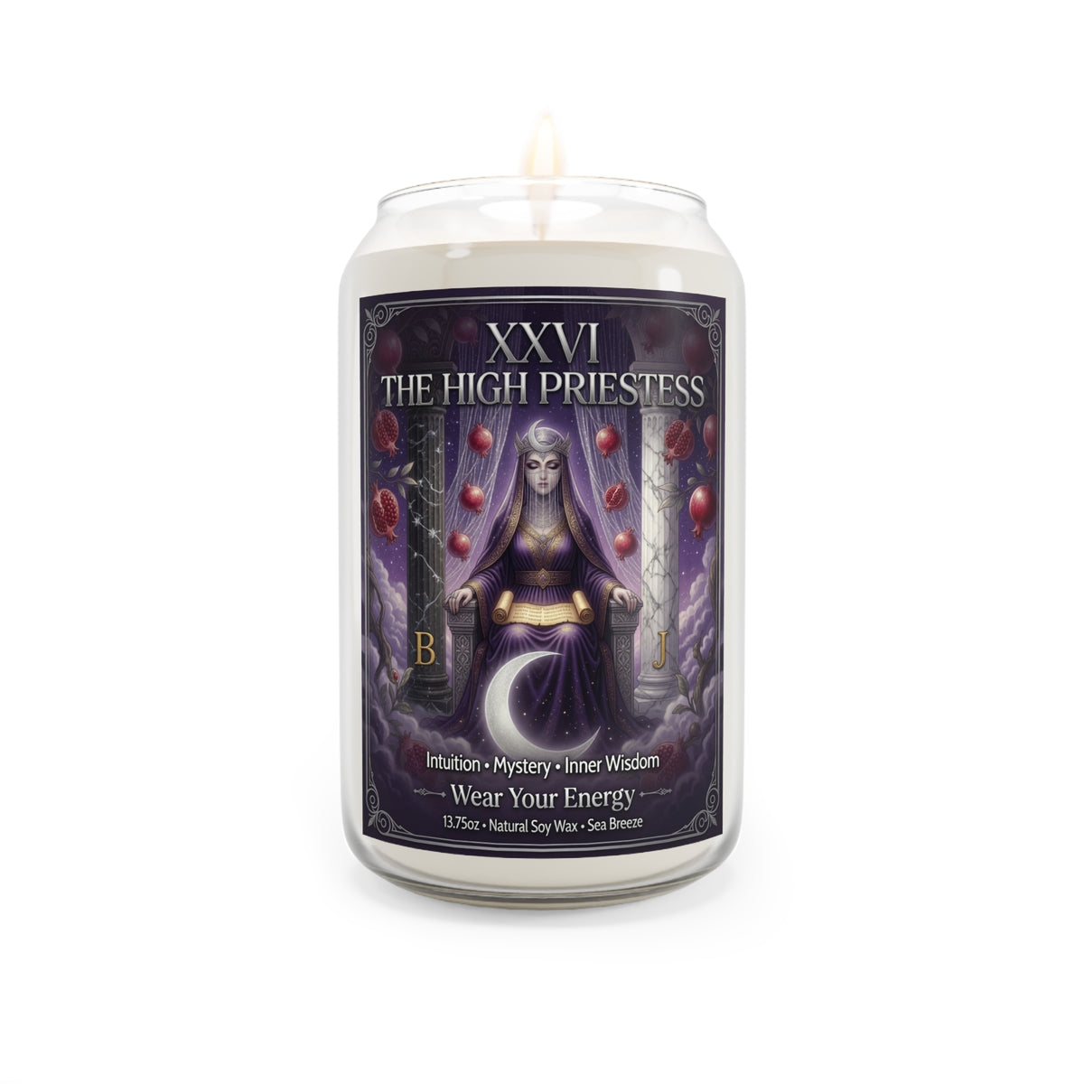 The High Priestess Tarot Candle — Intuition, Mystery & Inner Knowing (13.75oz)