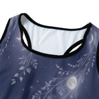 Moon Botanica™ Racerback Sports Bra — Moonlit Botanical Print
