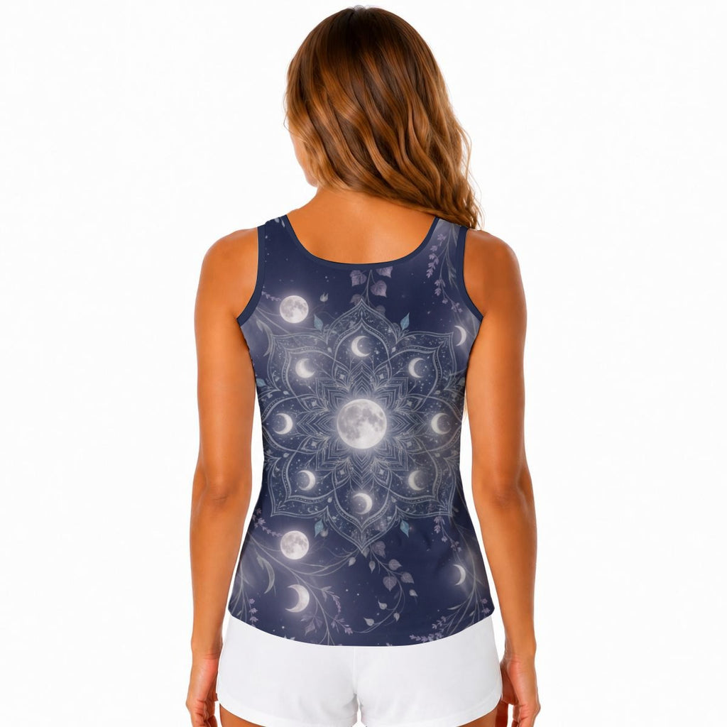 Moon Botanica™ Built-In Bra Tank Top — Moonlit Botanical Print