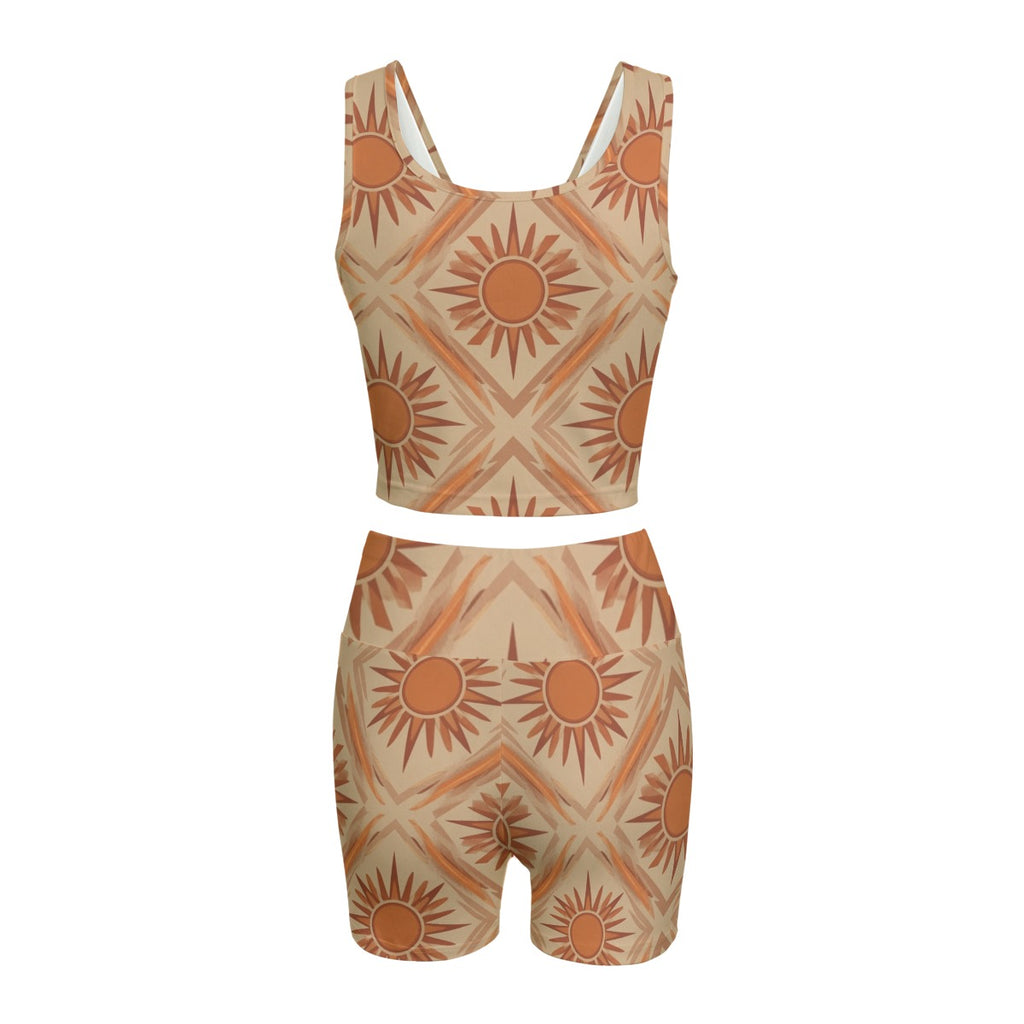 Desert Mystic Yoga Set | All-Over Print Crop Top & Biker Shorts