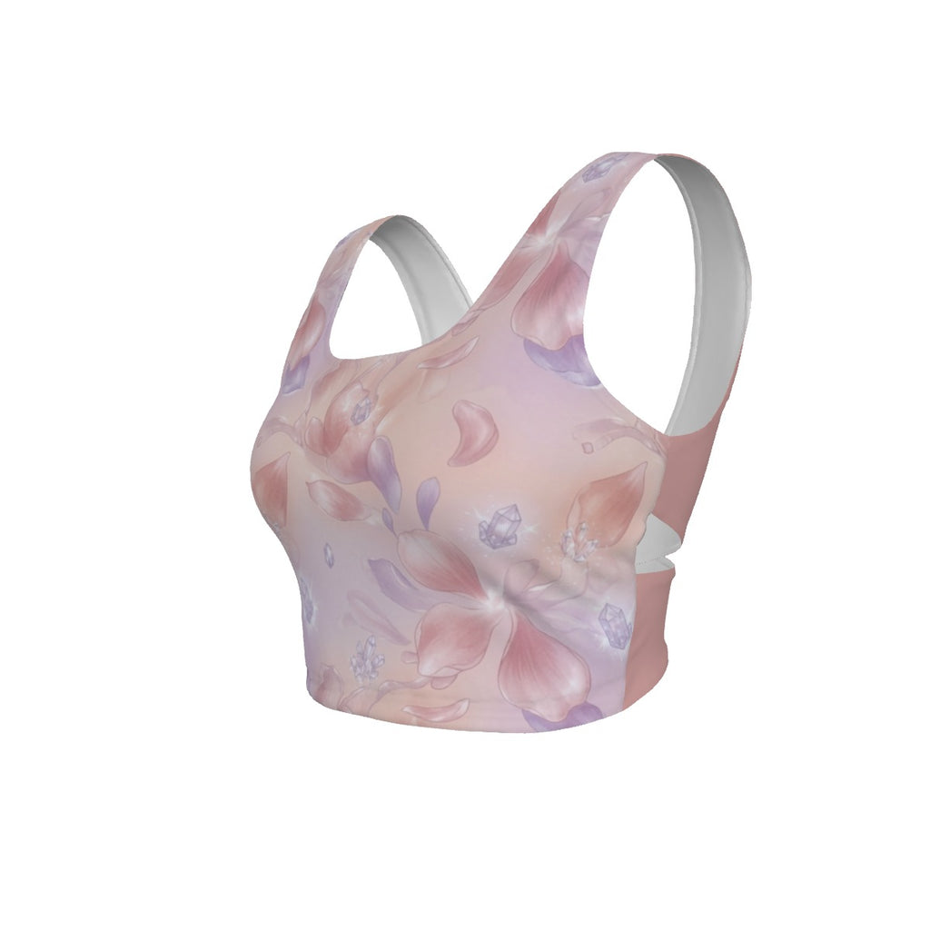 Crystal Bloom™ Back Cross Sports Bra | Medium Impact | Sizes S–5XL
