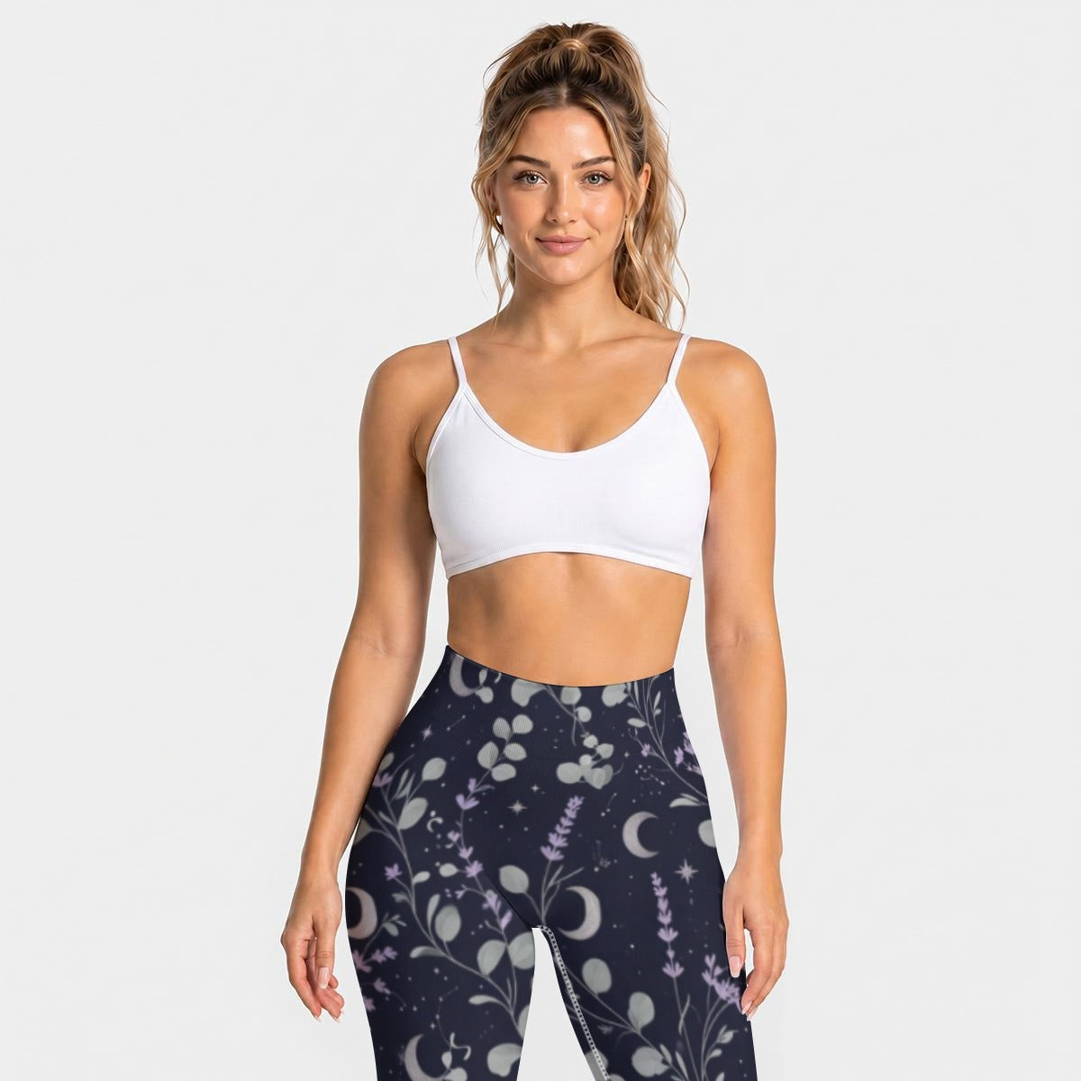 Moon Botanica™ Seamless High-Waisted Leggings — Moonlit Botanical Print
