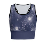 Moon Botanica™ Racerback Sports Bra — Moonlit Botanical Print