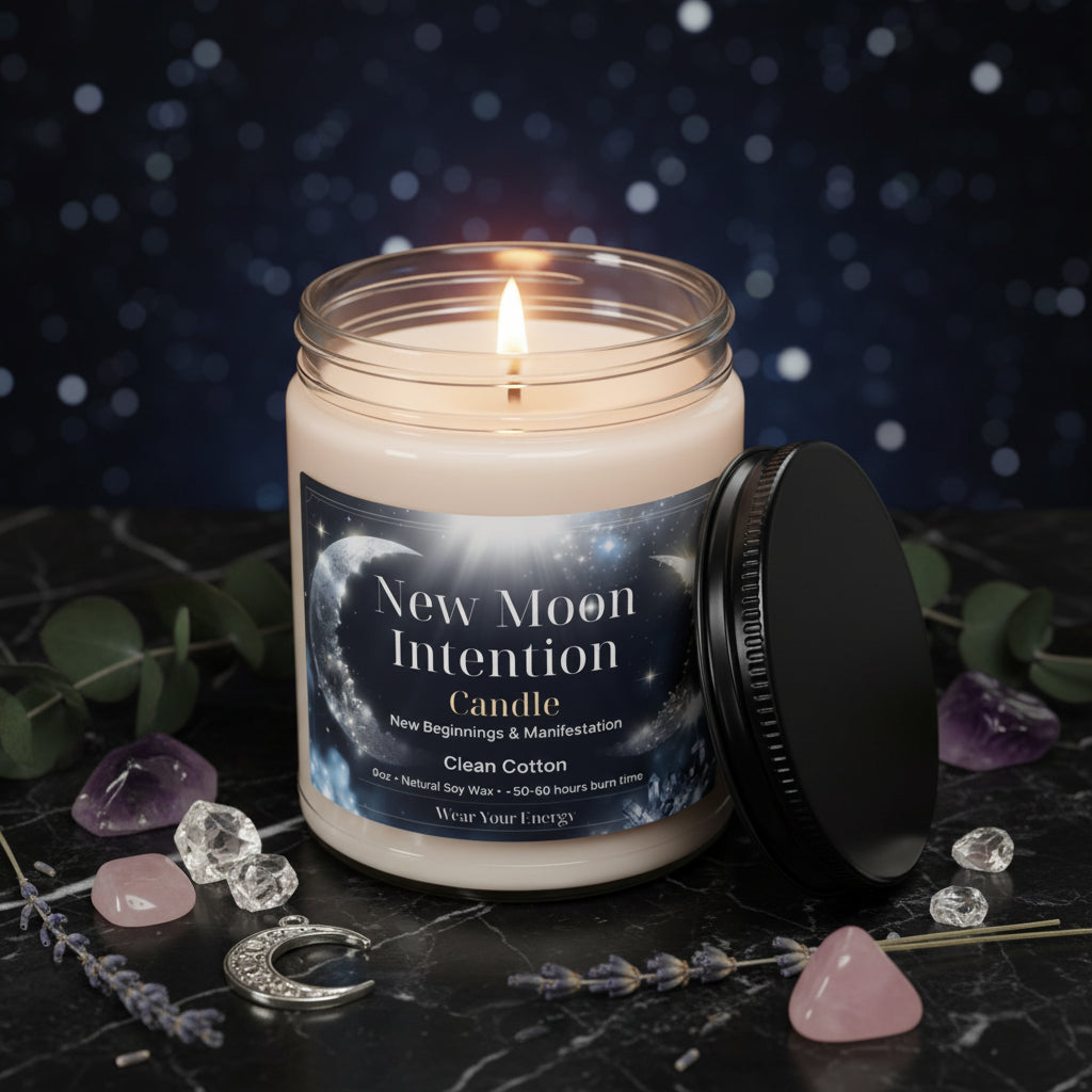 New Moon Intention Candle – New Beginnings & Manifestation