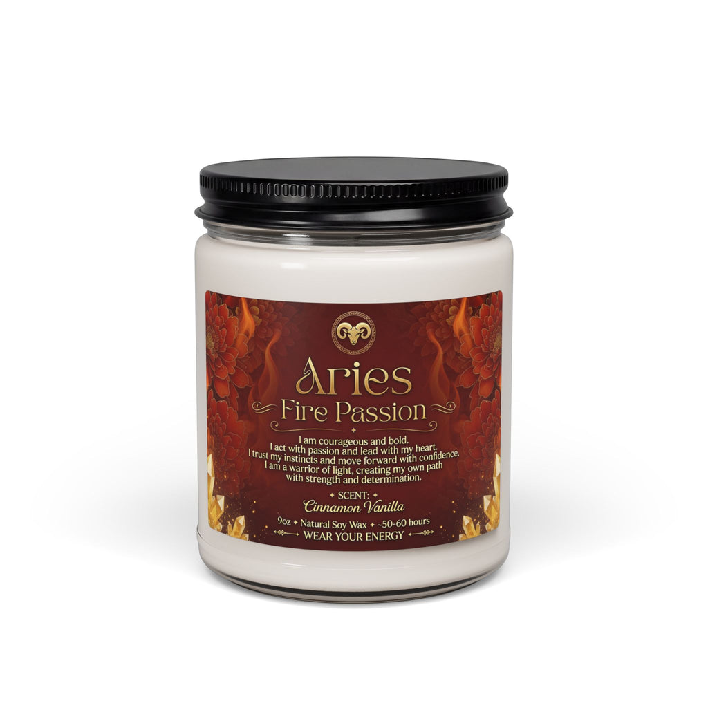 Aries Fire Passion Intention Candle — Cinnamon Vanilla (9oz)