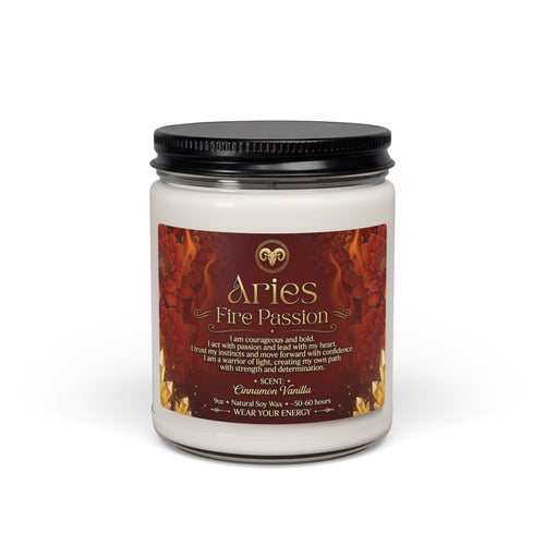 Aries Fire Passion Intention Candle — Cinnamon Vanilla (9oz)