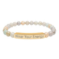 Natural Stone Stretch Bracelet – Engraved "Wear Your Energy" Bar