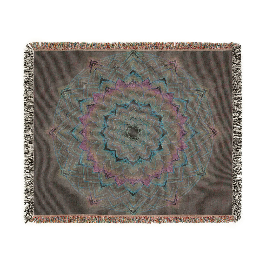 Sacred Lotus Mandala Woven Throw Blanket