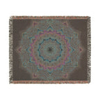 Sacred Lotus Mandala Woven Throw Blanket