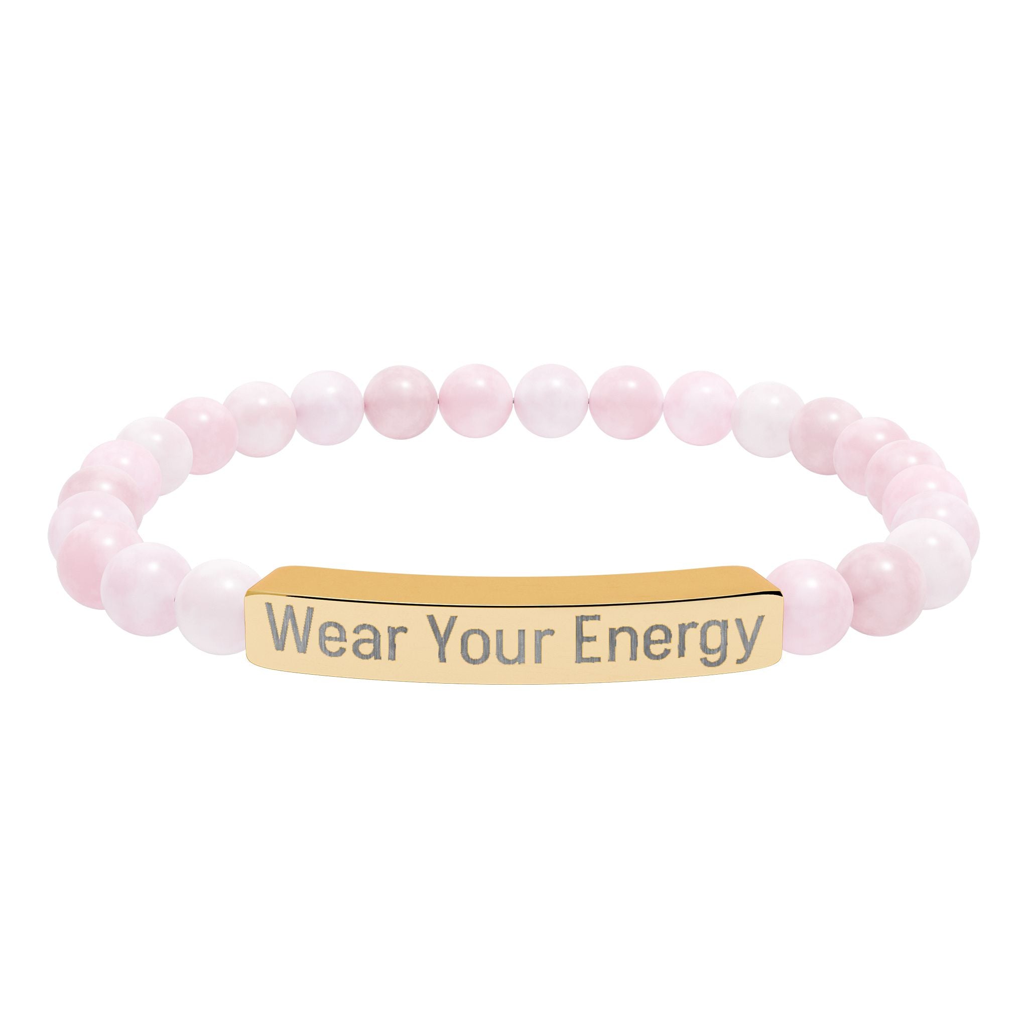 Natural Stone Stretch Bracelet – Engraved "Wear Your Energy" Bar