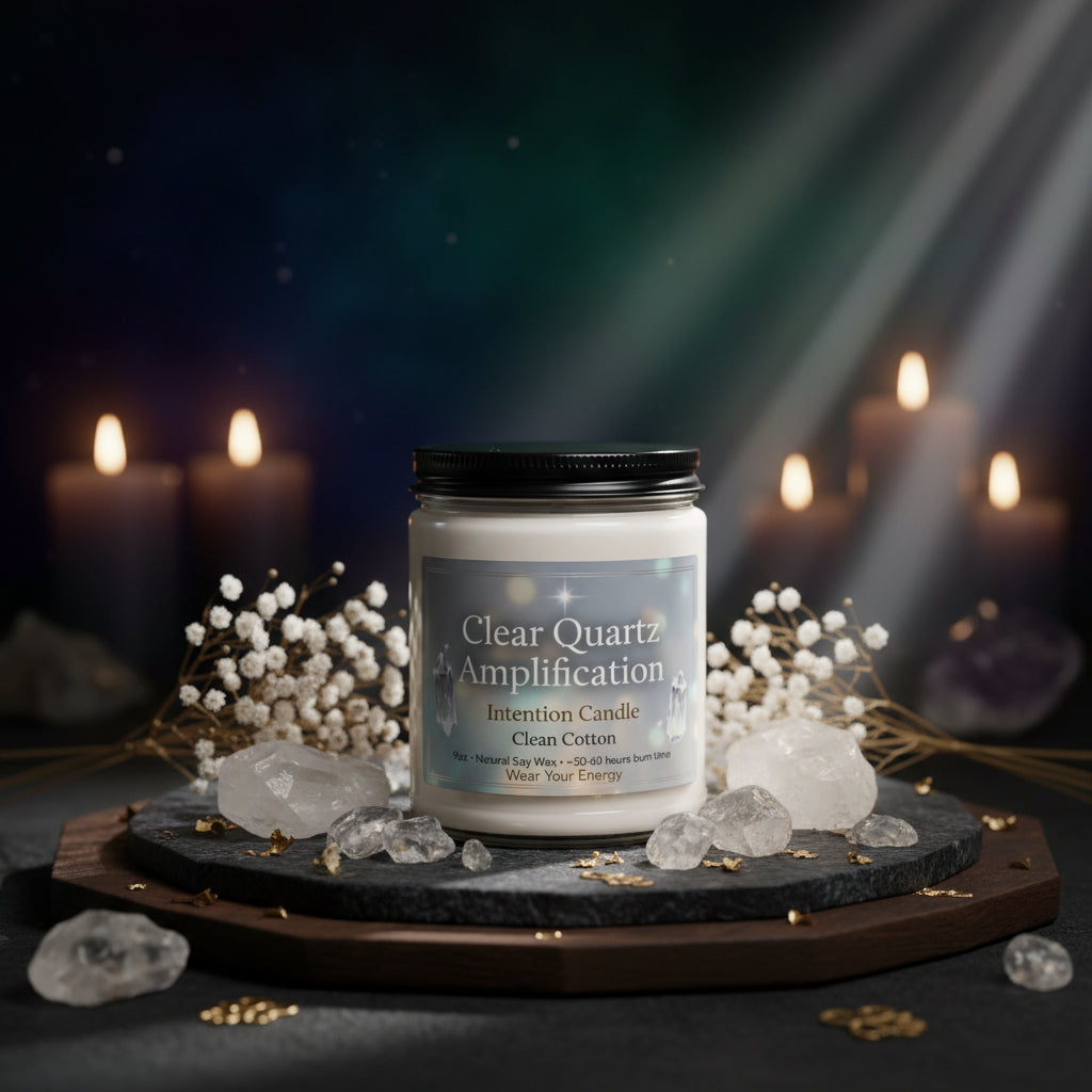 Clear Quartz Amplification Intention Candle – Clarity & Manifestation