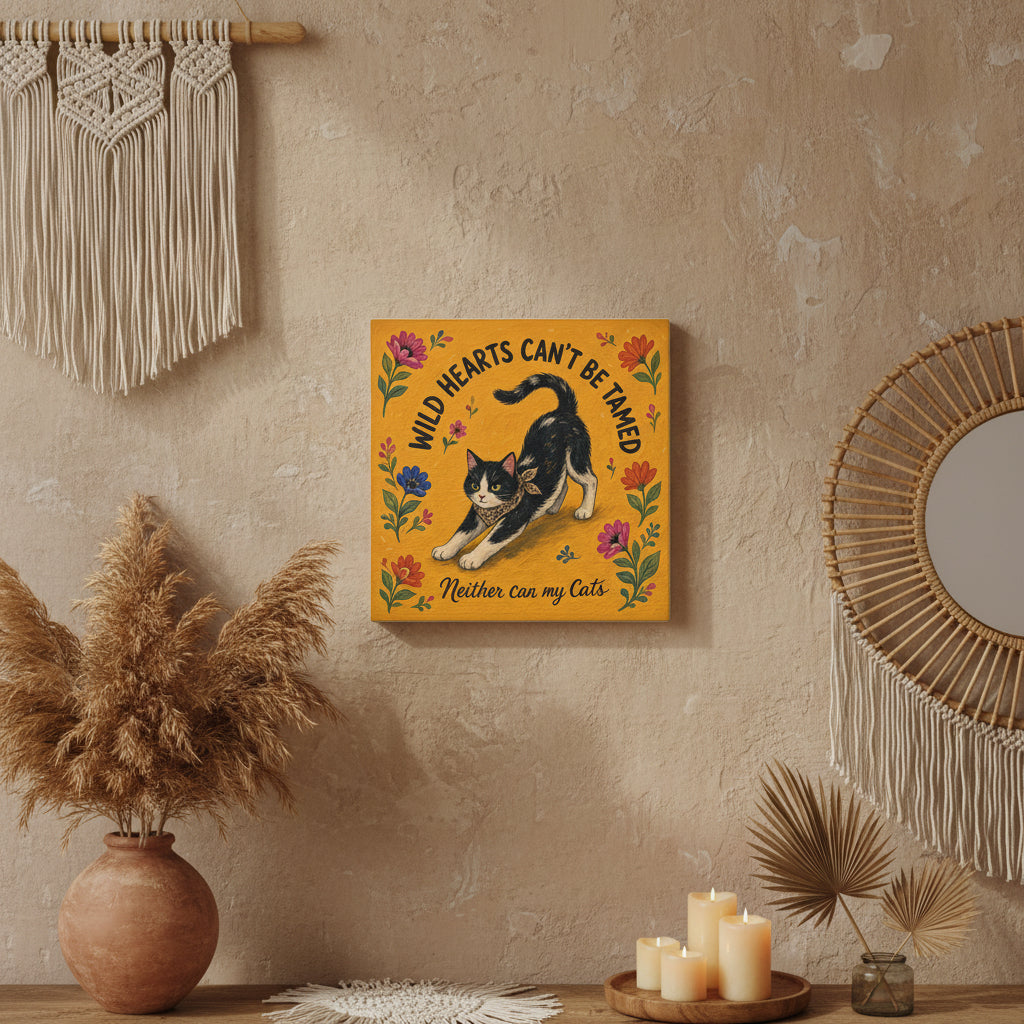 Wild Hearts Can't Be Tamed Cat Canvas Wall Art