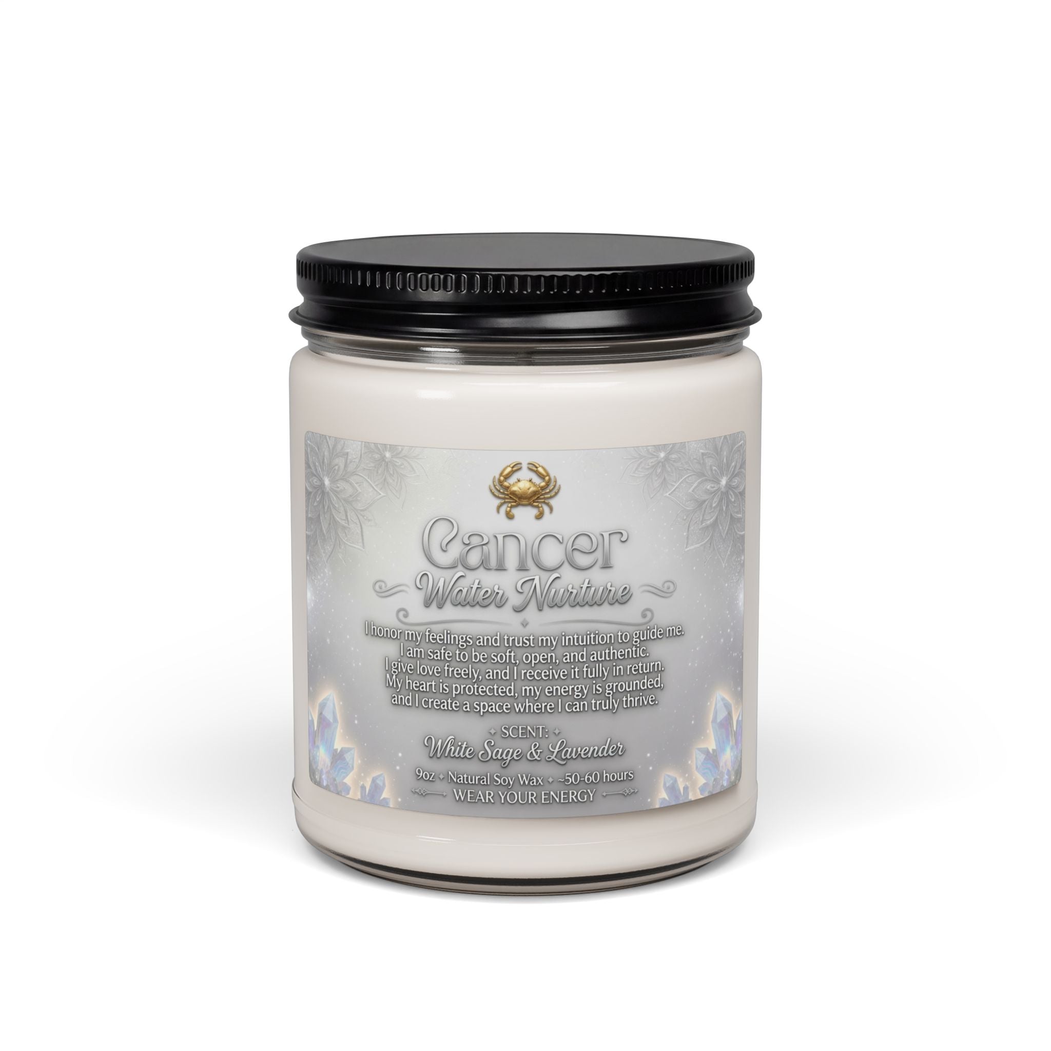 Cancer Intention Candle — Intuition & Emotional Healing Soy Candle (9oz)