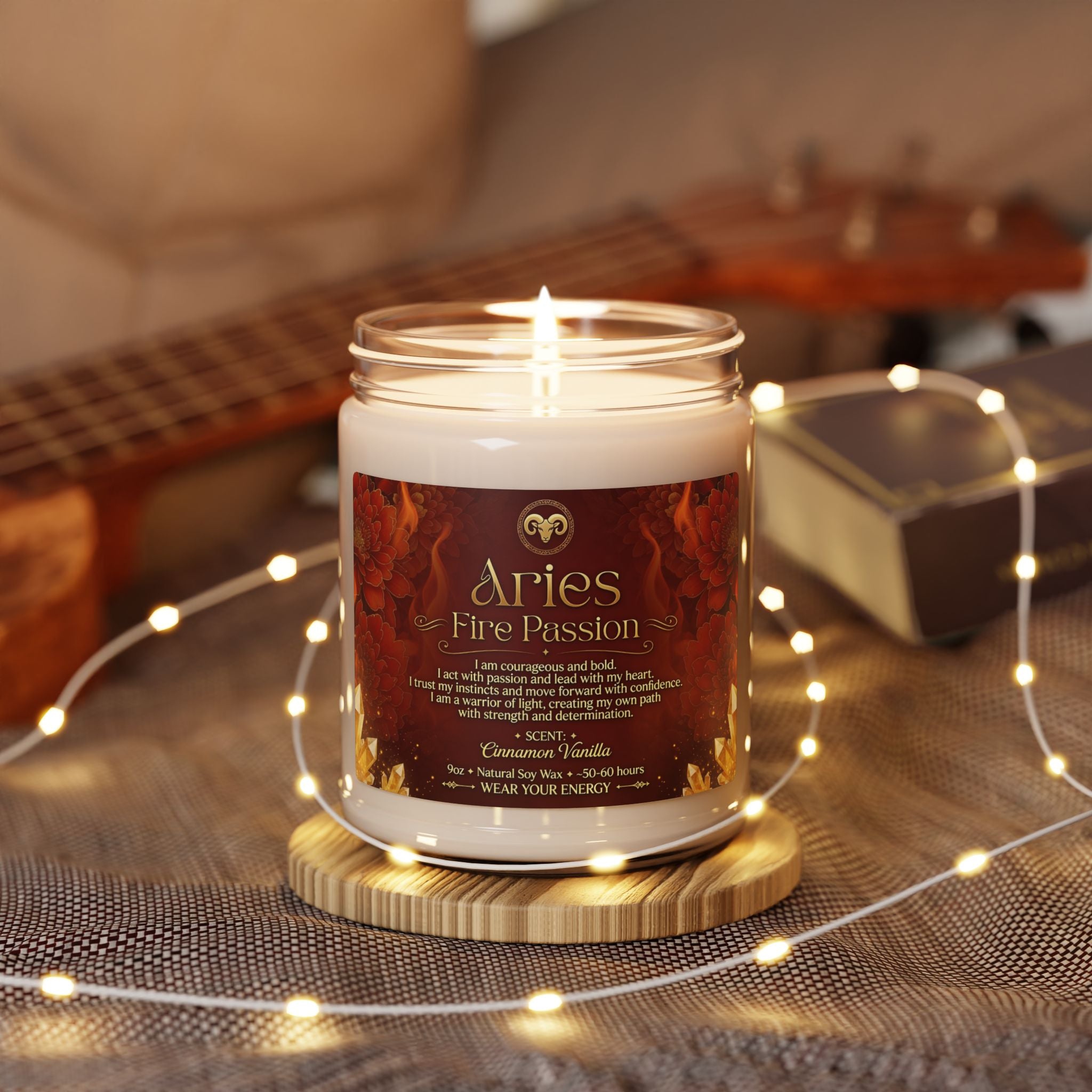 Aries Fire Passion Intention Candle — Cinnamon Vanilla (9oz)