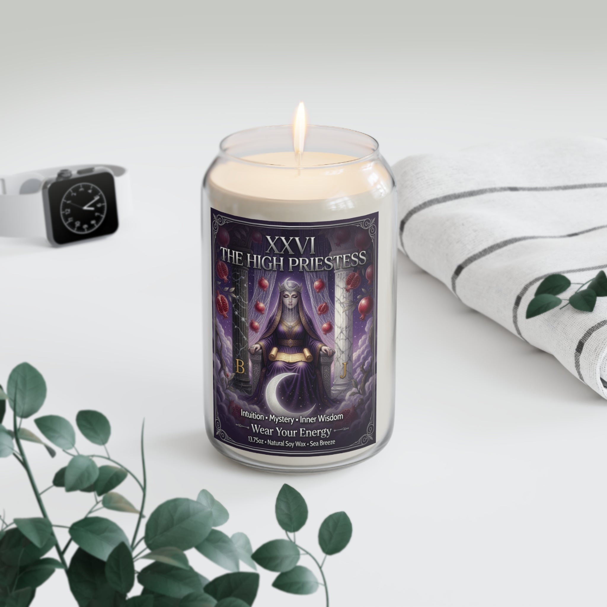 The High Priestess Tarot Candle — Intuition, Mystery & Inner Knowing (13.75oz)