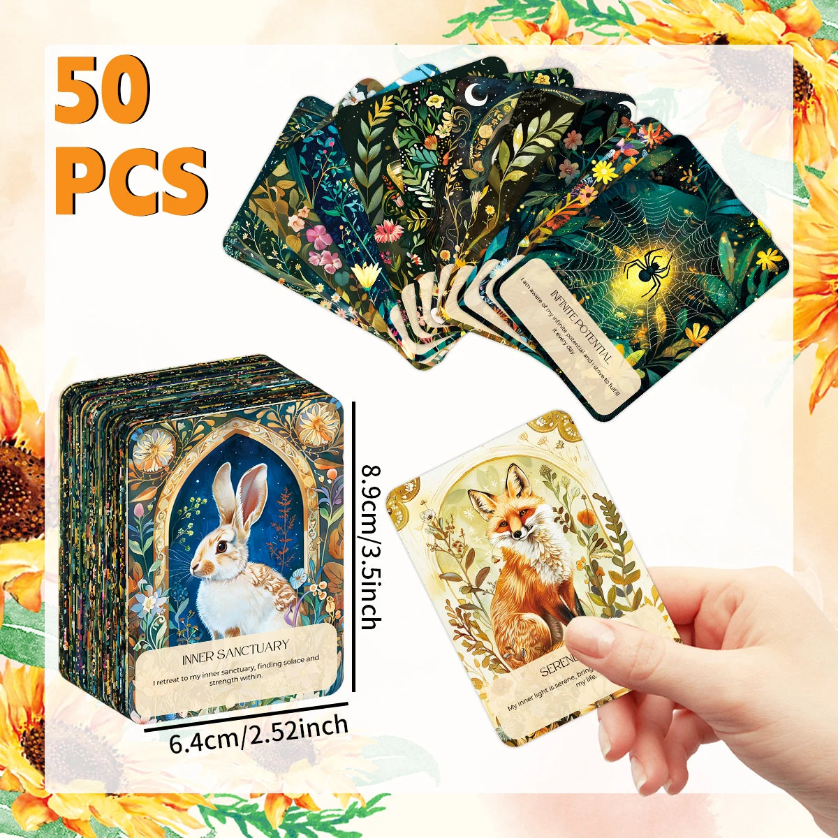 Spirit Animal Oracle Cards | Set of 50 | Guidance for Growth, Love & Spiritual Journey