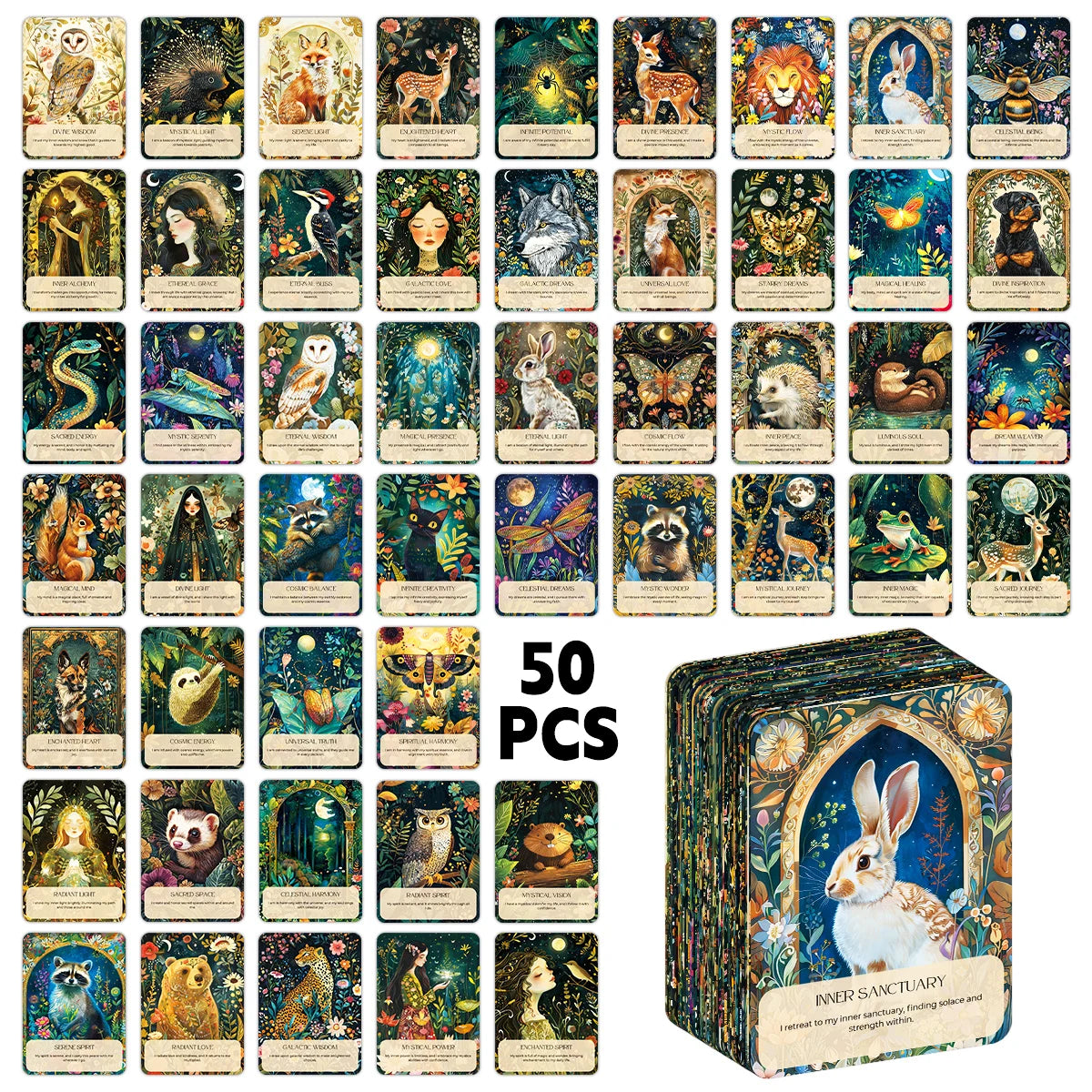 Spirit Animal Oracle Cards | Set of 50 | Guidance for Growth, Love & Spiritual Journey