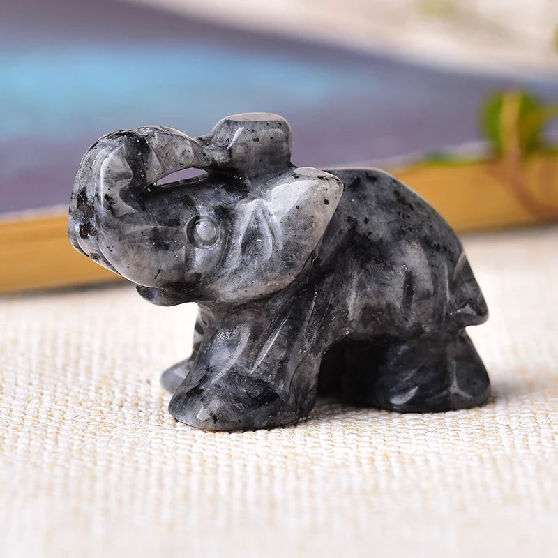 Crystal Elephant Figurine — Hand-Carved Natural Stone Decor