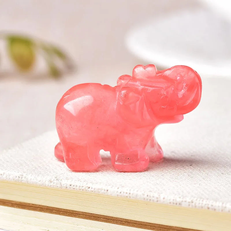 Crystal Elephant Figurine — Hand-Carved Natural Stone Decor