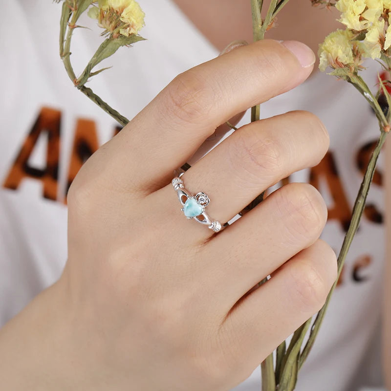 Larimar Heart Ring in Sterling Silver