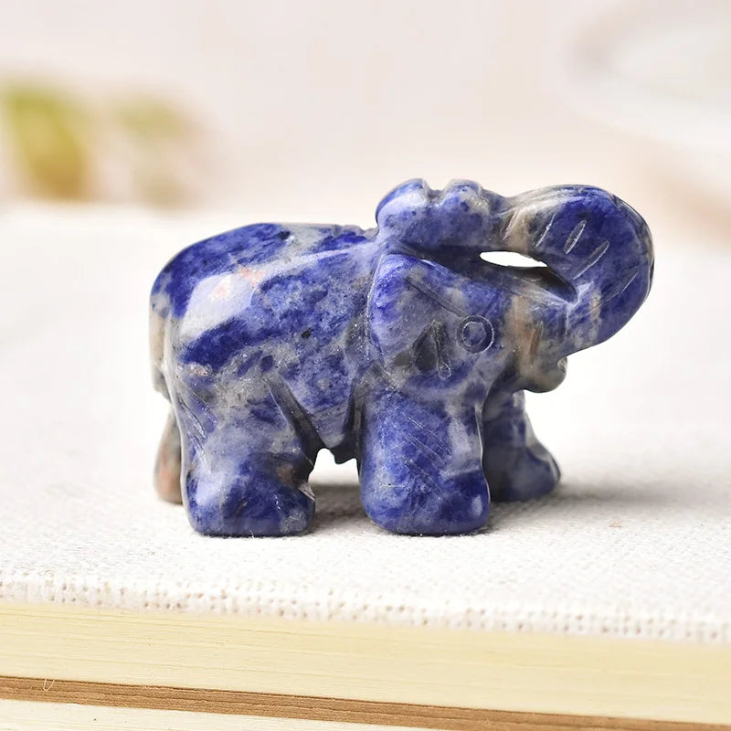 Crystal Elephant Figurine — Hand-Carved Natural Stone Decor