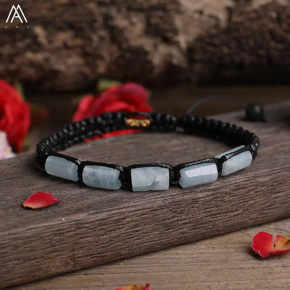 Natural Gemstone Knotted Woven Bracelet – Handmade Healing Crystal Jewelry