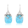Larimar Barrel Drop Earrings, Lizard Charm