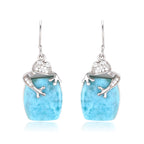 Larimar Barrel Drop Earrings, Lizard Charm