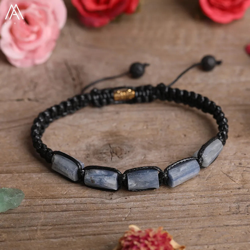 Natural Gemstone Knotted Woven Bracelet – Handmade Healing Crystal Jewelry